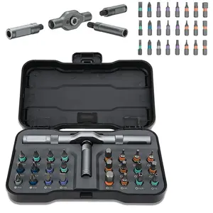 Ratchet 24 in 1 Screwdriver Set Ratchet Allen Wrench Set Multifunction Set With Removable T Handle Magnetic Compact Portable Precision Ratchet Screwdriver