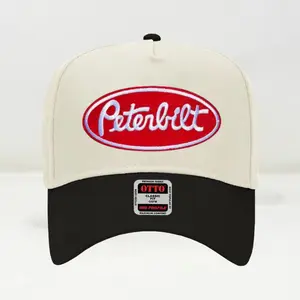 Peterbilt Retro Otto Cap Classic Mid Profile Trucker Hat Adjustable Snapback 5-Panel Cotton Polyester Spandex Blend