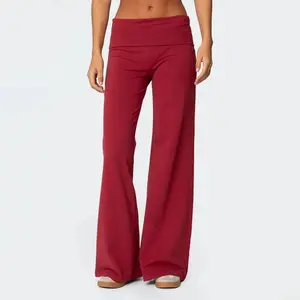 CasualWideLegSweatpantsforWomenFoldOverLowRiseFlareYogaLoungePantsBacktoSchoolClothesforTeenGirlsOutfits Womenswear Bottom