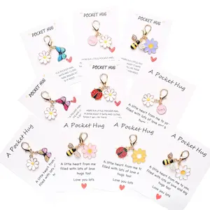 10-piece pocket hug gift box - Employee appreciation gift set, suitable for giving among colleagues, equipped with a beautiful keychain, fun note cards, high-quality wooden butterflies, ladybugs, flowers, and bees gift box, Gift Package
