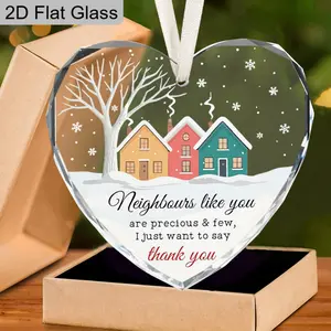 1pc 2D Glass Heart Crystal Neighborhood Appreciation Gift for New Home Warming Gifts, Christmas Gifts for Neighbors, New Year Gifts, Birthday Gifts, Christmas Party Gifts, Christmas Tree Decoration