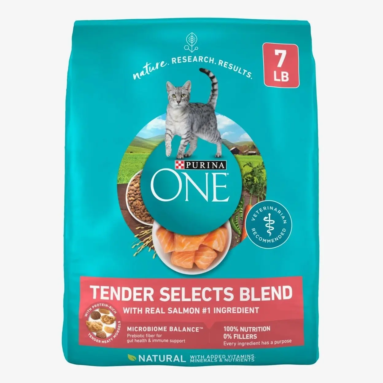 Purina ONE Tender Select Blends Dry Cat Food, Salmon, 7 lb Bag