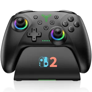 Switch 2 Pro Controller, 1000mAh Battery, Wireless Bluetooth Controller with Hall Effect Joysticks & Triggers, for Switch2/Switch/Switch OLED/Switch Lite, with 7 Light Modes/Paddle/Turbo/Motion/Charging Dock