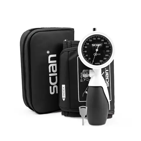 Scian Manual Blood Pressure Machine Kit - Calibrated Accurate Palm-Style Aneroid Sphygmomanometer, 8.7"-16.5" Adult Cuff, Easy-Read Large Dial, Easy 1-Handed Operation, Portable Bag, Single Unit for Nurses & Home Use