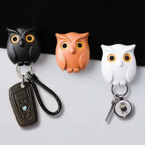 Creative Owl Magnetic Key Holder with Self-Adhesive Mounts; Eyes Open & Close, Multiple Colors Organiser Wall Decor