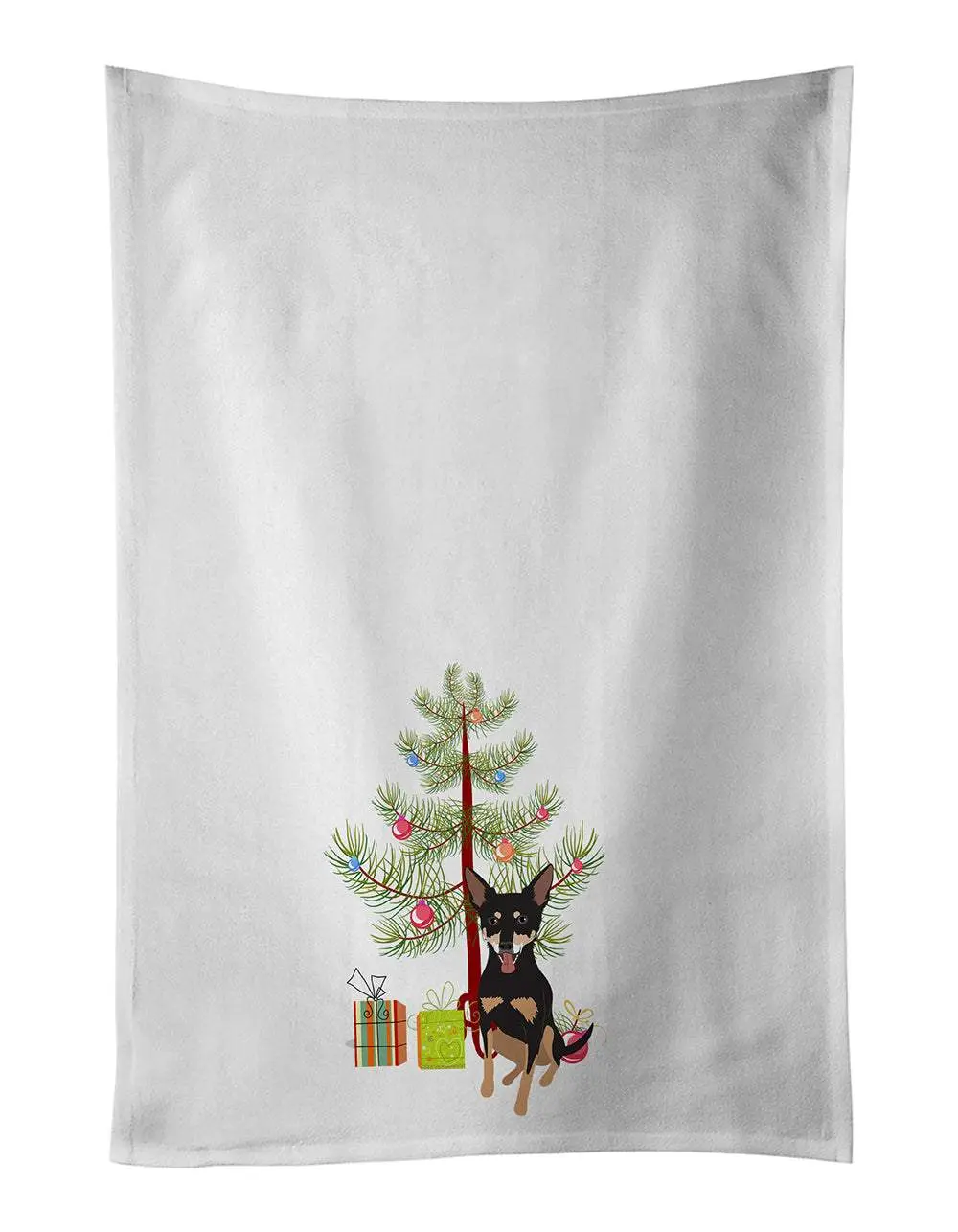 Chihuahua Tricolor #1 Christmas White Kitchen Towel Set of 2