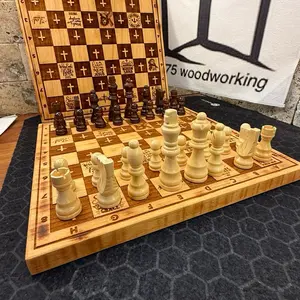 Christian Chessboard - Wooden Surface with Checkers Markers, Classic Design, Suitable for Playing Chess