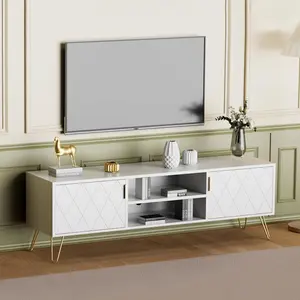 White TV Stand for Bedroom Entertainment Center Wood up to 55 inch Large TV Console Media Cabinet Oak Armrest Lounge Chair nightstand  with  storage