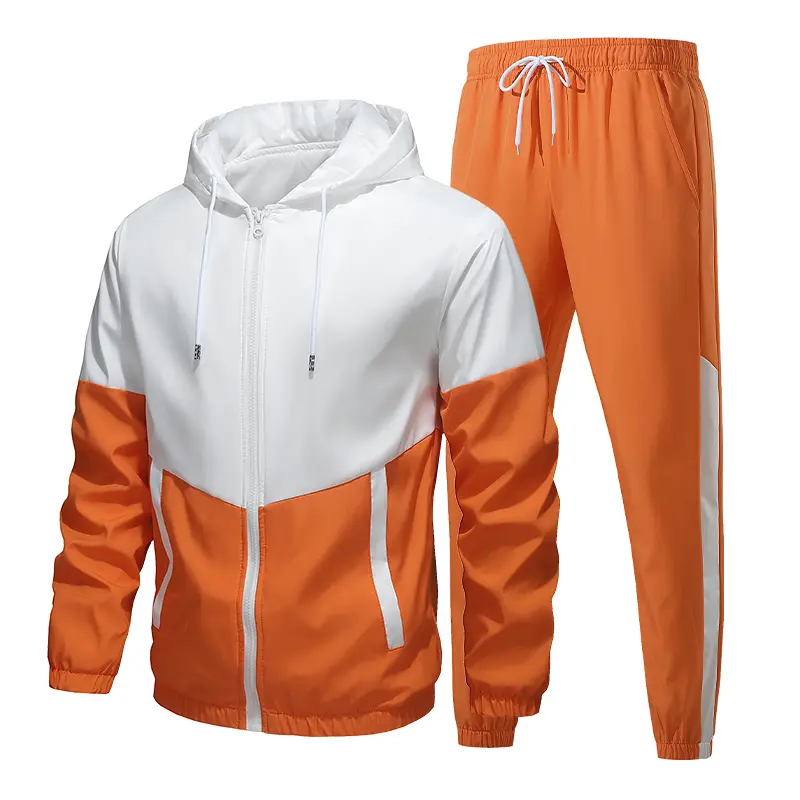 Men's Casual Tracksuit Set, 2-Piece Athleisure Sportswear with Hooded Jacket and Move-Easy Jogger Pants for Spring Autumn, Athleisure Tracksuit Set, Casual Activewear Set