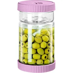 Upgraded 40oz Glass Pickle Jar with Time -Pickle Container with Strainer Flip Leak-Proof,Auto Venting,Easy Clean Design Hourglass Pickle Juice Separator()