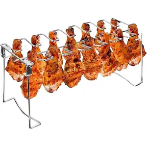 Metal Chicken Drumstick Grill Rack, Non-Stick Multi-Grid Chicken Leg Rack,Dishwasher Safe BBQ Stand for Camping,Home Kitchen & Halloween Party Cooking