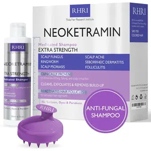 RHRI Medicated Shampoo | Anti Dandruff, Medicated, Anti-fungal Shampoo for Psoriasis, Dry, Itchy, Flaky & Irritated Scalp w/ FREE Dandruff Brush