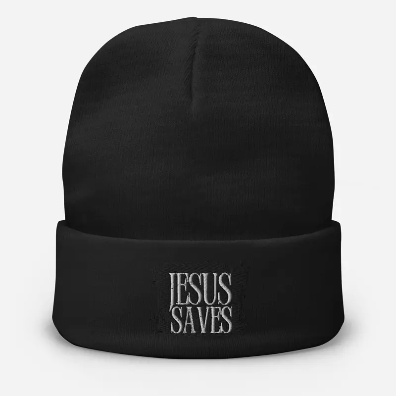 JESUS SAVES Black cuffed Beanie
