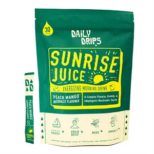 Daily Drips Sunrise Juice Peach Mango Natural Energy Drink Organic Fruit Blend Tropical Flavors Vitamin Boost Smoothie Beverage