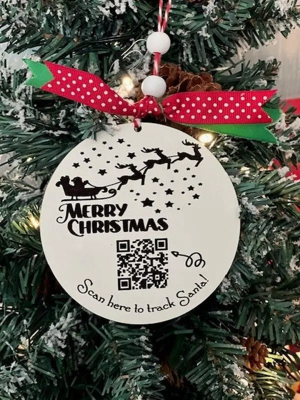 Santa Tracker Ornament, QR Code, Santa Tracker, Engraved Santa Tracker Ornament, Christmas Ornament, I Believe in Santa, Kids Santa Tracker