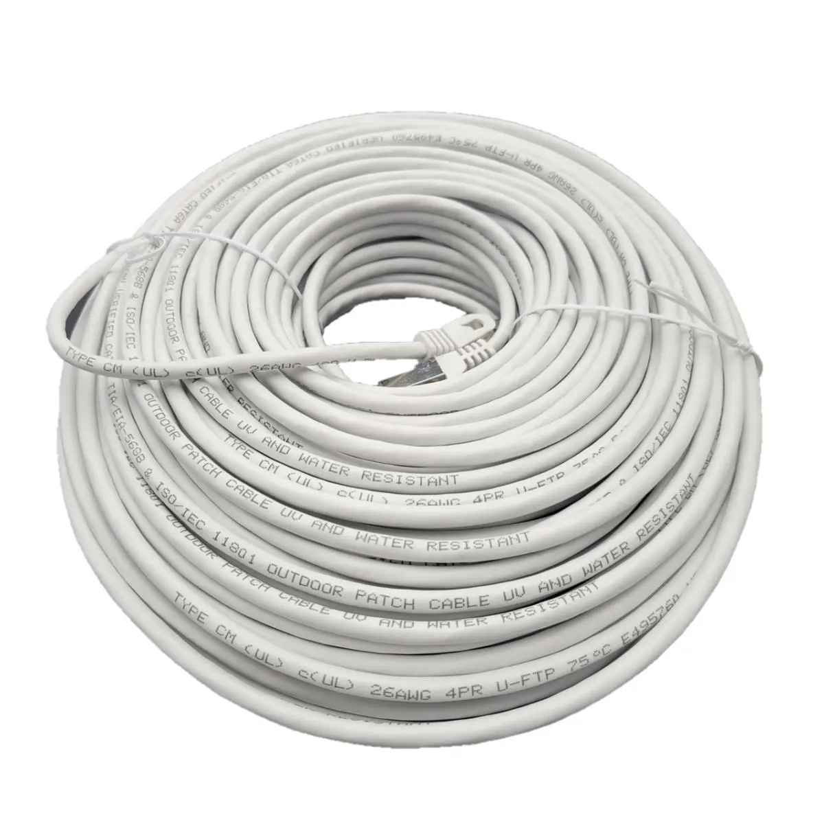 Micro Connector  200 ft. CAT 6A Industrial Outdoor Rated Shielded Ethernet Cable, White