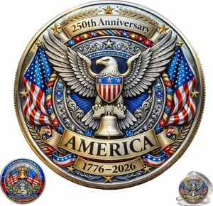 5pcs U.S. 250th Anniversary Commemorative Coin – 250th Anniversary Bald Eagle Coin (1776-2026), America 250 Years of Freedom 1776–2026, Creative Double-Sided Historical Design,250 Year American Anniversary Coins Gift for History Enthusiasts