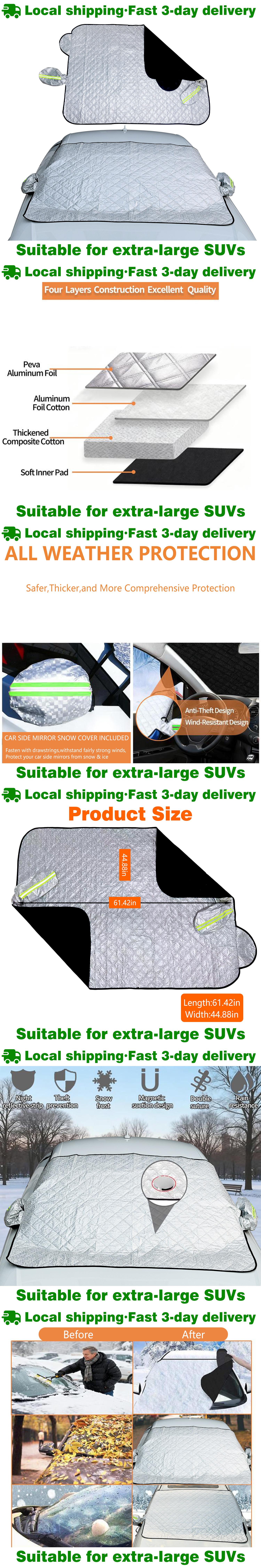 Universal All-Season Car front Sunshade Windshield&Snow Cover,Dust Rain Ice Frost Guard Protector, Suitable For Most Car  (44.8''X61.4'')