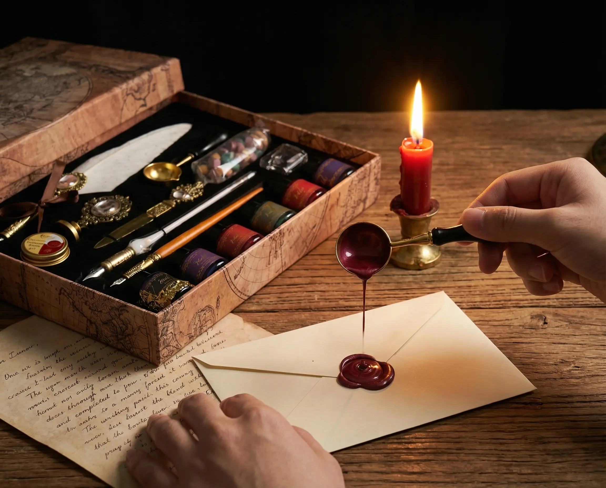 Vintage Wax Seal Kit with Elegant Stamps, Sealing Tool for Crafting Authentic Letters & Envelopes | Office Stationery Supplies