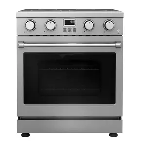 【Christmas Deal】GARVEE Professional Electric Range with 4 Heating Elements Cooktop,30“ Convection Oven Capacity,in Stainless Steel,Clock and Timer,Smooth Glass Top