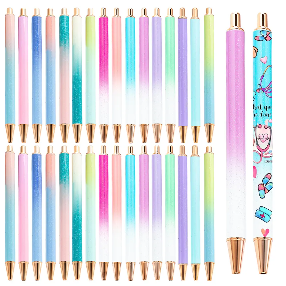 24pcs UV DTF Pen Blanks for DIY Back to School Creative Glitter Pens summerwins Coloring Stick Supplies