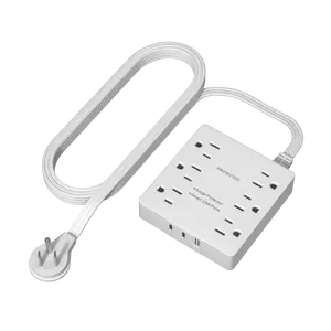LIDER 6-Outlet Surge Protected Power Strip with USB Type A and Type C Charger, 1 Type A and 2 Type C ports, Max 4.2A, Surge Protection Up to 1500J, Off Set 45-degree Angle Thin Plug, 5 Feet Extension Cord