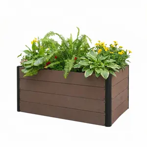 Garvee Wood Raised Garden Bed 48x25x29 in, Tall Outdoor Planter Box with Bottom, Deep Root Elevated Garden Bed for Vegetables Herbs Flowers, All-Weather Composite Rectangle Planter for Patio Backyard