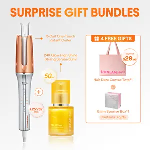 【live only】SHEGLAM HAIR Automatic Curling Iron 1/1.25 Inch with 3 Temperatures, 2-Way Rotation, Anti-Scald, Anti-Tangle, Automatic Shut-Off, Swivel Cord Barrel-Effortlessbeauty-Hairhack- Coachella