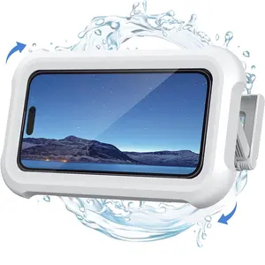 Shower Phone Holder Waterproof - 480° Rotatable Retractable Adjustable Stable Phone Holders Shower iPhone Case Holder, Bathroom Wall Phone Mount Stand Water Proof Anti Fog Case, Accessories for 4-7" Cellphones, Rotating Phone Stand