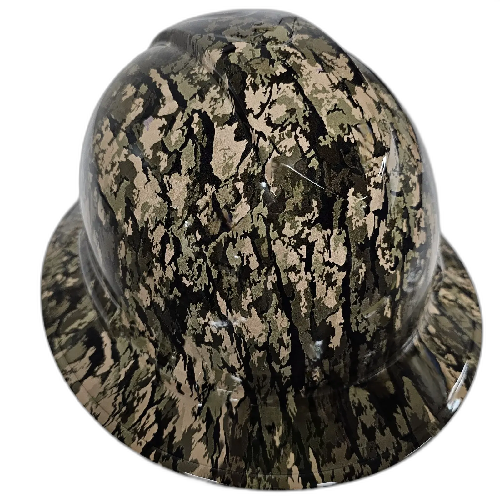 Bottomland Bark Camo Pattern - Custom Hydro Dipped Full Brim Hard Hat