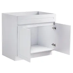 【Spotlight Day】White Ready-to-Assemble Shaker Base Drawer Cabinet, 36" W x 24" D x 34.5" H, Summervibes Indoor Furniture Cupboard