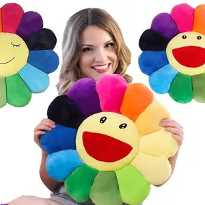 ANSQU Rainbow Flower Pillow 17IN Soft Comfortable Plush Cushion for Sofa Chair Floor Bed Office Home Decor Gift Christmas Gift Set Stock Up Christmas Decorations