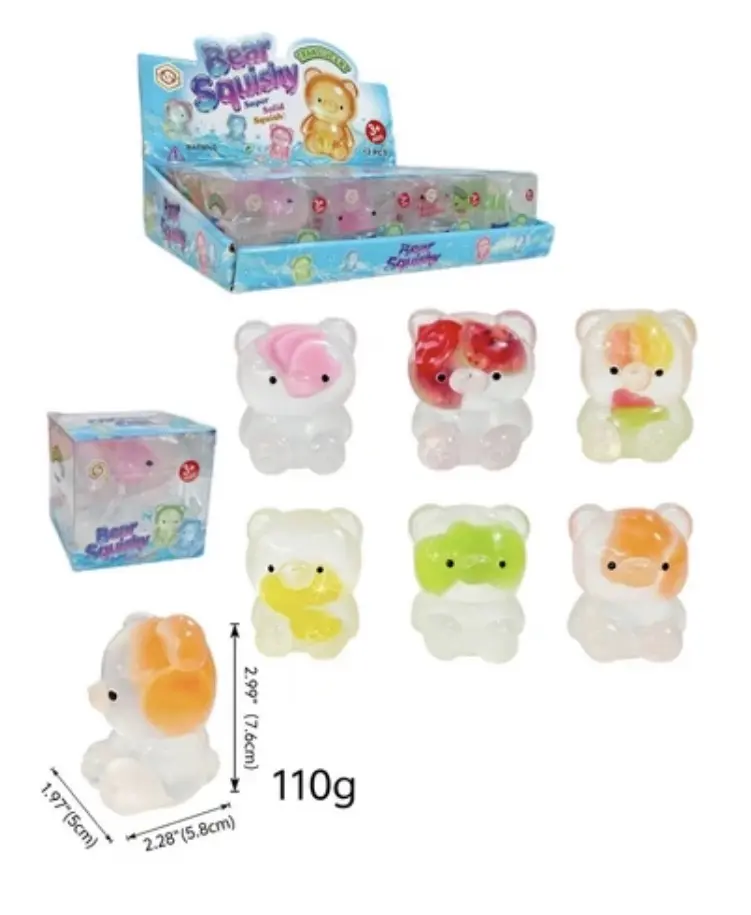Cute Coconut Oil Bear with Fruits Squishy Stress Relief Toy