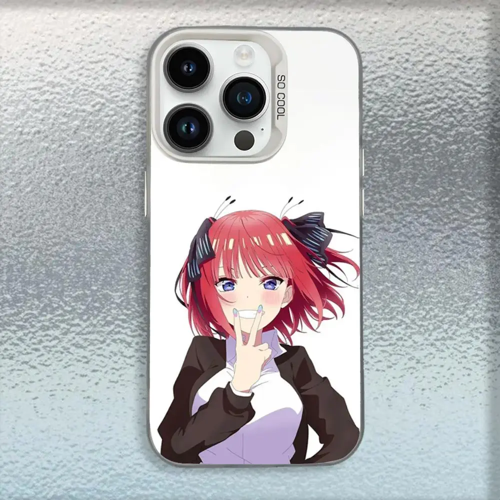 Phone case featuring the anime "The Quintessential Quintuplets," compatible with iPhone 17, 16, 15, 14, 13, and 12. White matte finish, shockproof protective case.