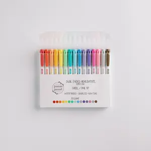 Dual Ended Highlighters - 15 Count, Fine & Bold Tips, Water-Based, Odorless, Non-Toxic, Colorful Series 1, 2, or 3