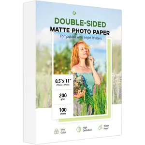 Double Sided Matte Photo Paper 8.5 x 11,  200GSM/54LB Presentation Paper for Inkjet Printer, 100 Sheets