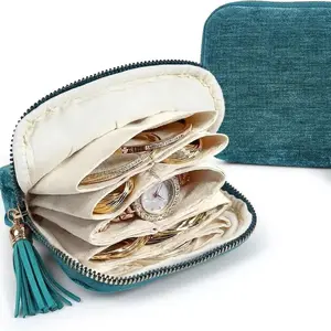 Tassel Zipper Jewelry Storage Bag, Small Compact Jewelry Organizer for Crystal Bracelets, Rings, Wristbands, Smooth Metal Zipper, Essential for Elegance