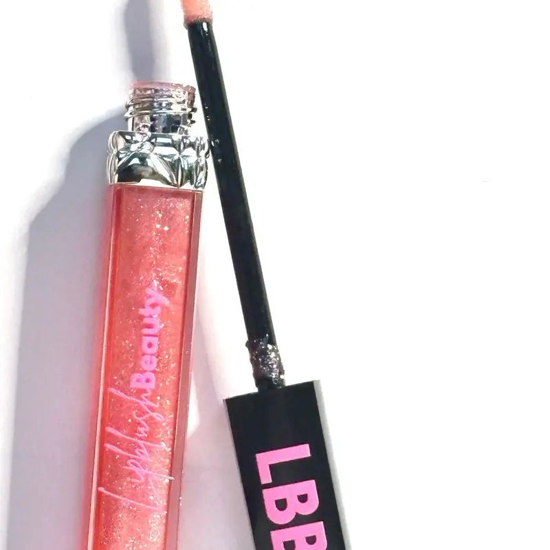 LBB Posh Lipgloss - Pink Glitter Finish, Clear Body, Gold Cap, Elegant Design