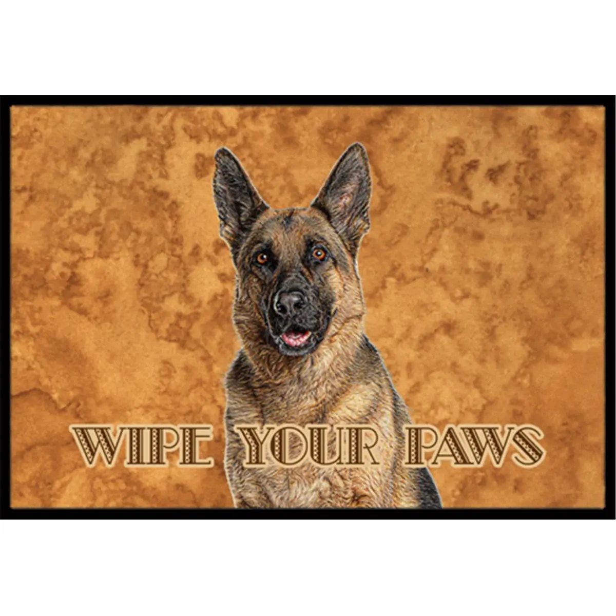 212 MAIN German Shepherd Textile Floor Mat - Wipe Your Paws Sign, Permanent Dye, Slip-Resistant Rubber Backing, for Indoor-Outdoor Moderate Traffic Use