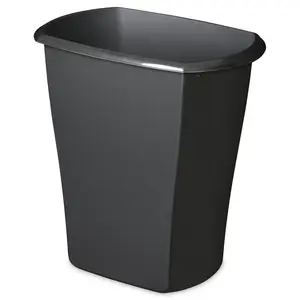 Black 5.5 Gal. Rectangular Wastebasket Plastic - Office Use, Ideal for Storage and Organization