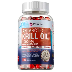 Pslalae Omega-3 dietary supplement, rich in Antarctic krill oil, supports heart, joints, and immunity. Each bottle contains 120 capsules.