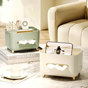 [Desk Organizer] 1pc, Multifunctional Desk Organizer - Tissue Box - Remote Control And Miscellaneous Storage Box - Plastic Desktop Tissue Holder - Tissue Dispenser