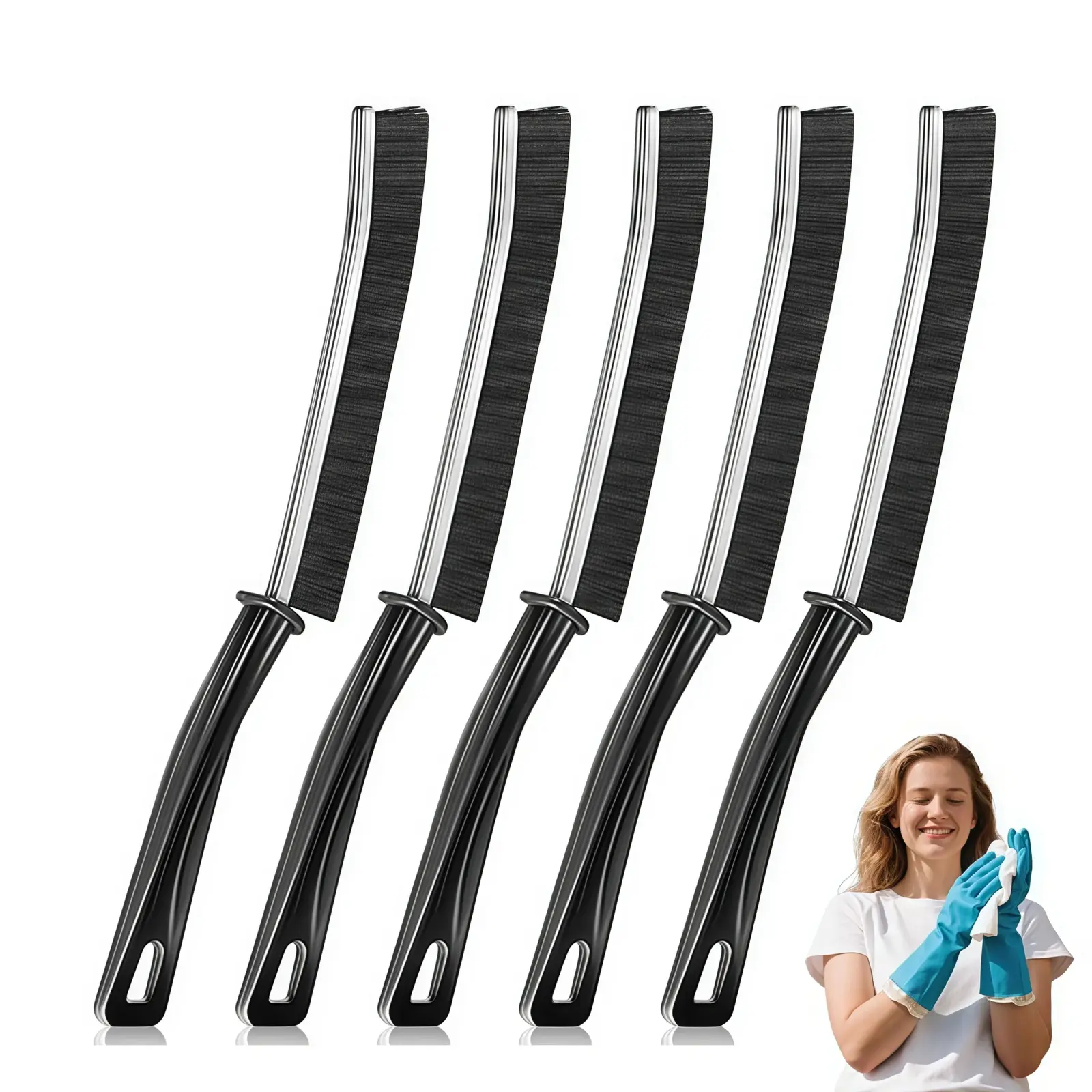 5-Piece Hard-Bristle Multi-Function Gap Cleaning Brush Set - Easy-to-Handle Garden & Home Maintain Tool, Dead Corner Fixer for Tight Spaces, Bathroom Corners Cleanup, Dirt Removal & Cleanliness
