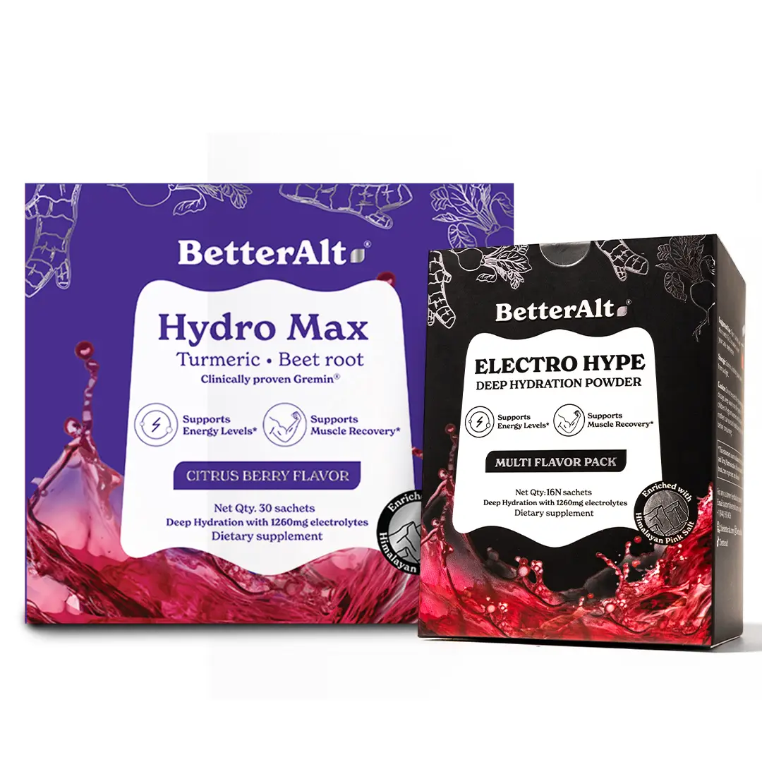 BetterAlt Electrolytes Powder | Hydration and Fluid Retention | 1260 mg | 1-Month Pack | Edible Dietary Supplement