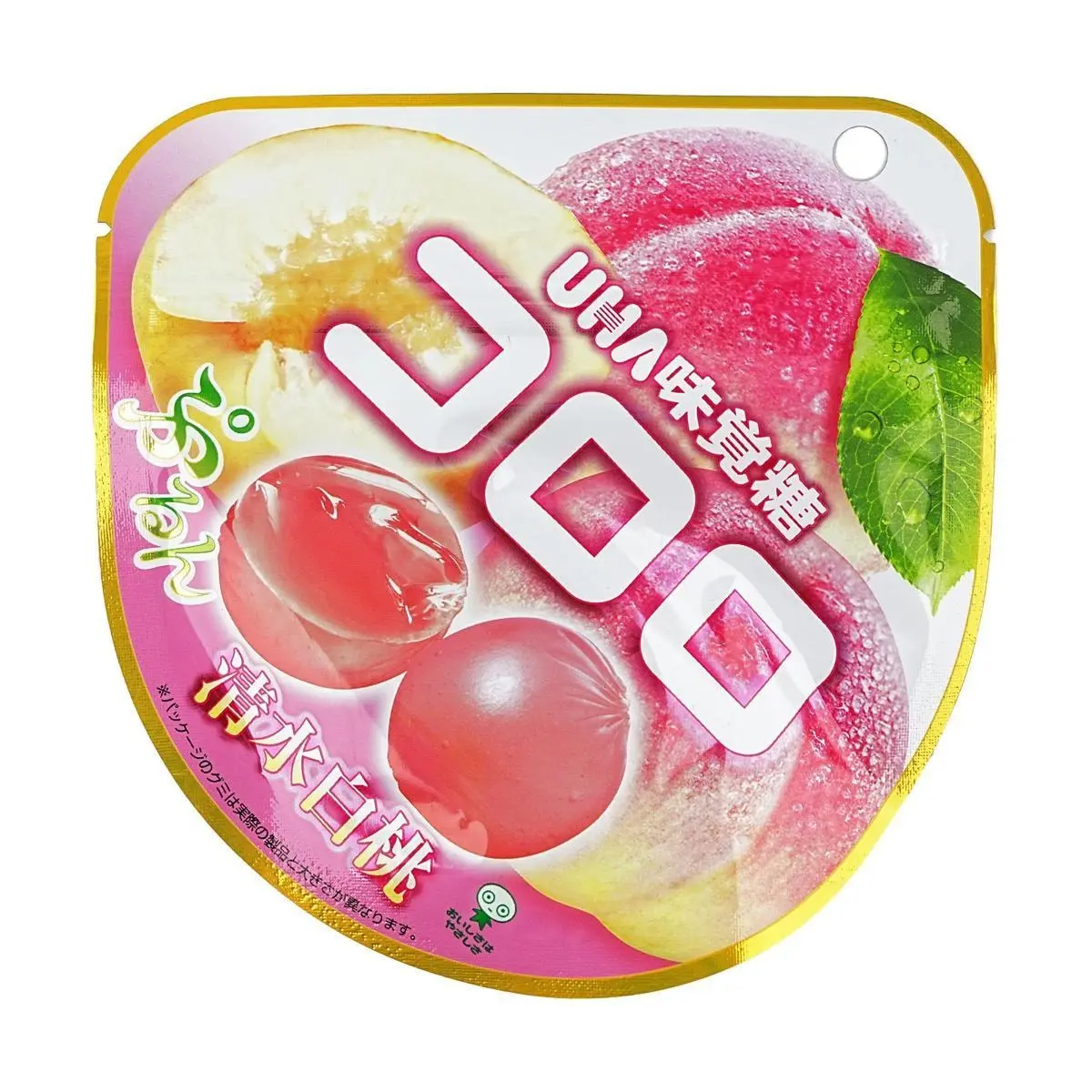 UHA Mikakuto Japanese White Peach Gummy Candy - Real Fruit Juice, 40g Pack