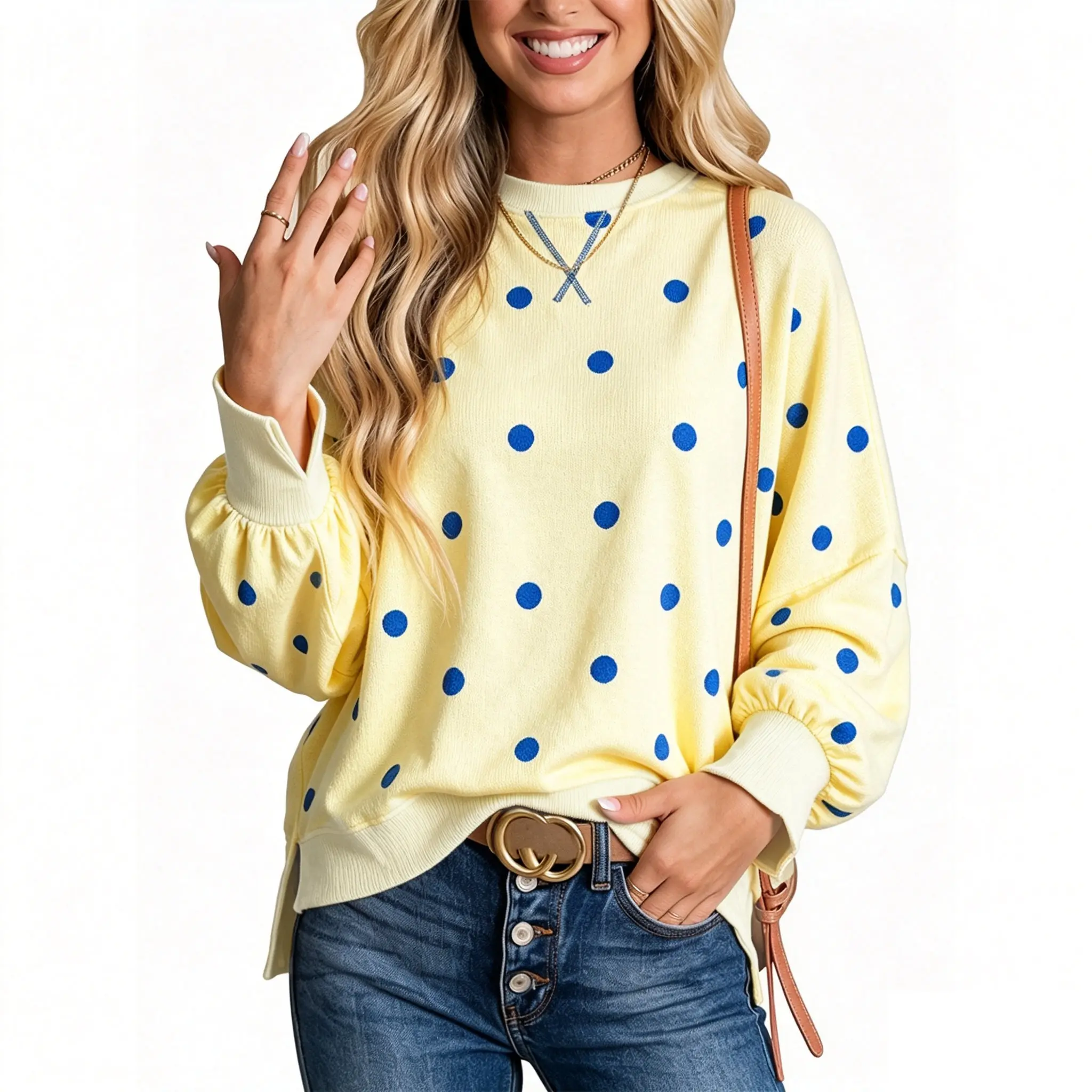 Encolax Women Polka Dot Sweatshirt Oversized Graphic Crewneck Long Sleeve Fleece Pullover Y2K Casual Hoodies Encolax Women Polka Dot Sweatshirt Oversized Graphic Crewneck Long Sleeve Fleece Pullover Y2K Casual Hoodies