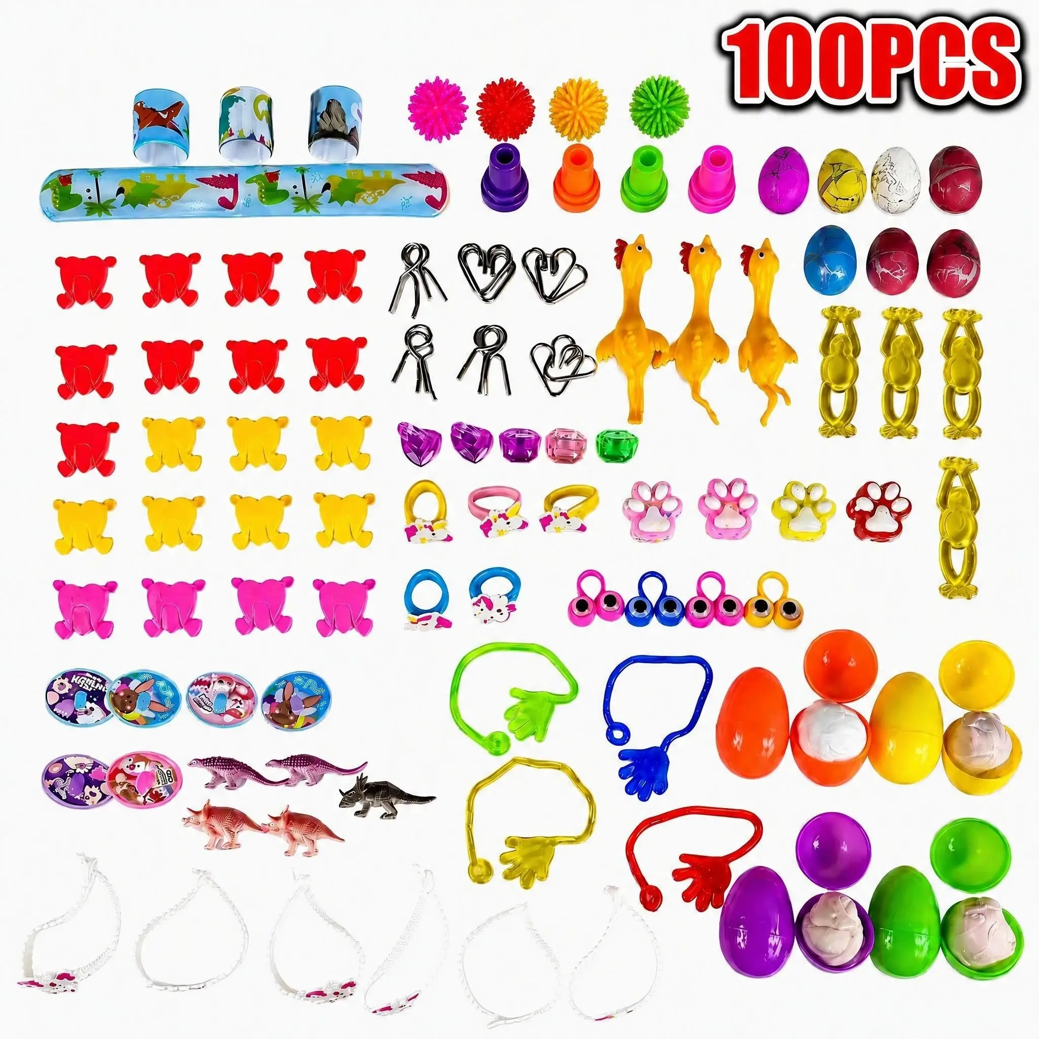 Unisex Easter Theme Toy Kits, Colorful Opaque Plastic Shells Prefilled Surprise Eggs, Colorful Pack, 50-Pack/100-Pack for Kids’ Easter Egg Hunt, Birthday Party Giveaways
