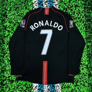 07 08C7 Ronaldo Away Black Long Sleeve Vintage JerseyFan Edition Edition