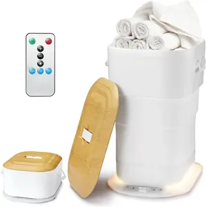 Upgraded Foldable Towel Warmer for Bathroom - 27L Luxury Heated Towel Bucket with Time Setting, Auto-Off Function, Can Hold Two 40inch X 70inch Extra Large Towels, Bathrobes, Blankets Square Shape