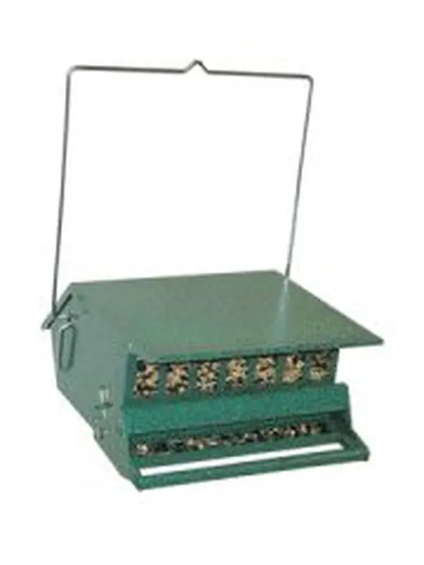 Bird S Choice Single-Sided Squirrel-Proof Feeder with Steel Body, Seed Baffle, Bird Seed Compatibility - Ideal for Small Yds, Model 7511 (Green)